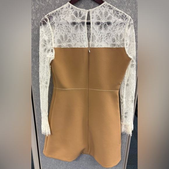 Sandro faux leather and lace dress sz 3 M-L white tan - Picture 4 of 9